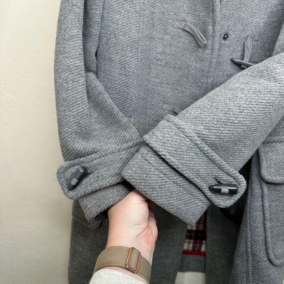 Old Navy Wool Blend Toggle Button Grey Long Hooded Winter Jacket Coat Medium - Picture 6 of 13